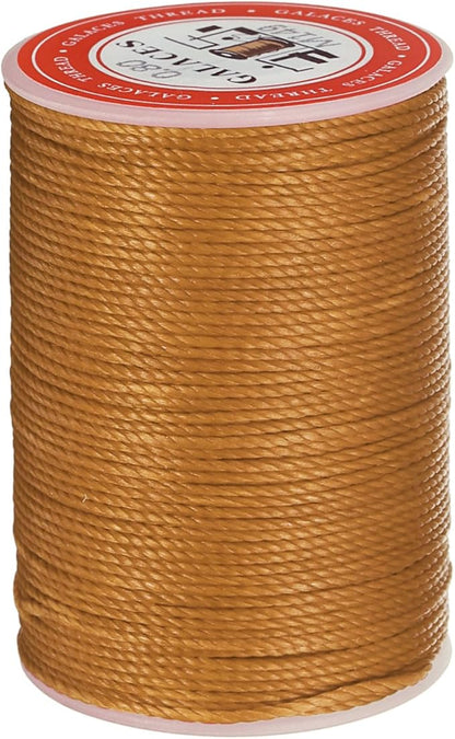 uxcell Round Leather Sewing Waxed Thread, 55m / 60 Yards Wax Polyester String, 0.8mm Waxed Stitching Cord for Leather Crafts, Bookbinding, Bracelets Braided, Golden Brown