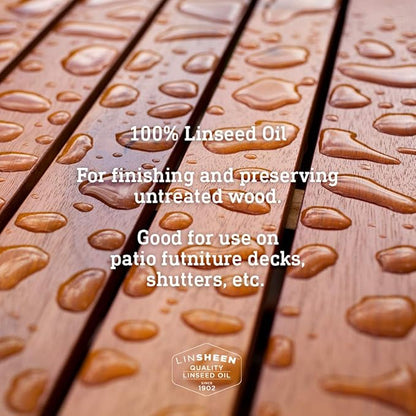 Raw Linseed Oil – Flaxseed Wood Treatment Conditioner to Rejuvenate, Restore and Condition Wood Patio Furniture, Decks to Kitchen Cutting Boards, 32 oz Bottle