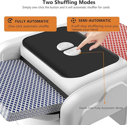 Automatic Card Shuffler，Rechargeable One-Click Card Shuffler for 1-2 Decks, Low Noise & Efficient Shuffling Machine, Portable Electric Card Shuffler for Poker, UNO, Blackjack, Skip-Bo, Phase 10
