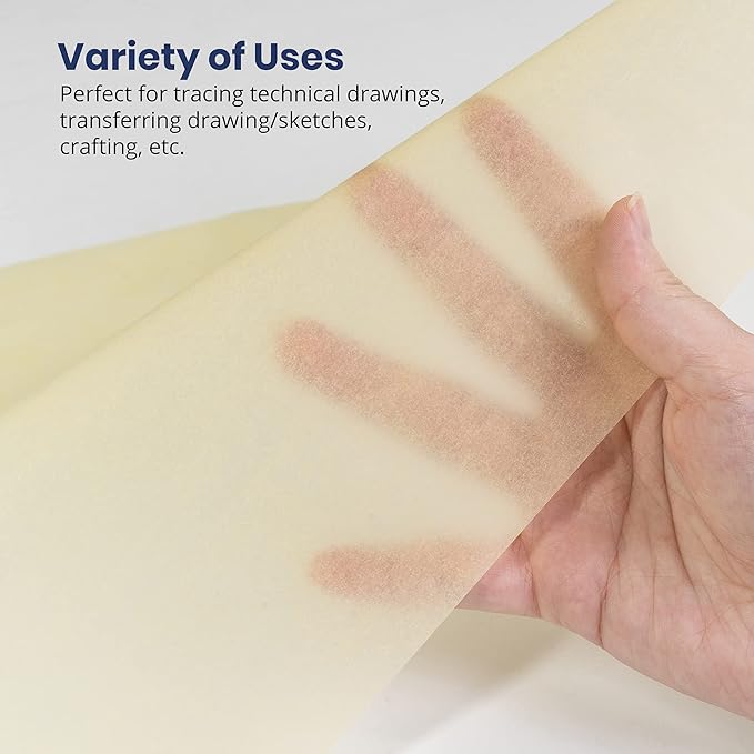 Pacific Arc Tracing Paper Roll, Yellow, 12 Inch x 50 Yard Roll