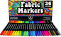 Fabric Markers, Permanent No-Bleed Fabric Pens for Clothes, Baby Clothes, Canvas, Upholstery, T-Shirts, Shoes, and More, 26 Piece Set for Artists and Kids, Ideal for Coloring and DIY Projects