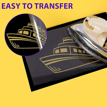 RENLITONG Golden Iron on Vinyl 12Inch by 20ft Roll HTV Heat Transfer Vinyl for T-Shirt HTV Rolls for All Cutter Machine - Easy to Cut & Weed for Heat Transfer Design