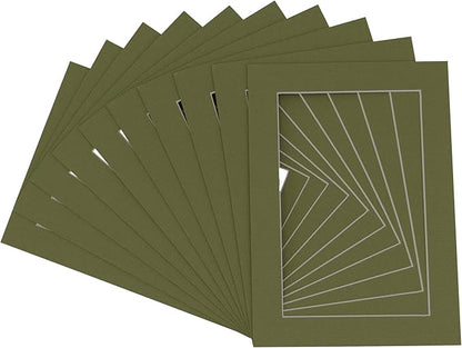 6x8 Mat for 8x10 Frame - Precut Mat Board Acid-Free Show Kit with Backing Board, and Clear Bags Dill Green 6x8 Photo Matte Made to Fit a 8x10 Picture Frame Matboard for Framing, Pack of 10 Mats