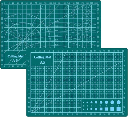 Cutting Mat 8in6in Self Healing Cutting Mat Size Double Sided 5-Ply Rotary Sewing mat for Crafts Fabric Quilting Hobby Art Clay Precision Scrapbooking Project, A5, Green 2PCS