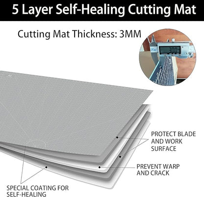Headley Tools Thickened 36 x 48 Inch Self Healing Sewing Cutting Mat, A0 Rotary Cutting Sewing Mat for Crafts, Double Sided 5-Ply Table Cutting Board for Fabric Quilting Leather Hobby, Grey/Black