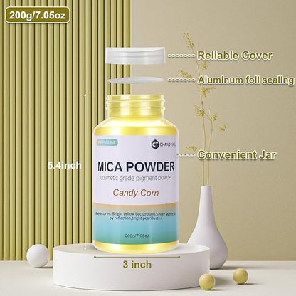 Mica Powder,7.05OZ（200g）,Candy Corn Mica Powder Pigment for Epoxy Resin，Lip Gloss，Car Paint，Dye，Soap Making，Nail Polish,Epoxy Resin,Candle Making,Bath Bombs