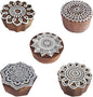 Royal Kraft Mandala Wooden Printing Stamps (Set of 5) - DIY Henna Fabric Textile Paper Clay Pottery Blocks Htag2231