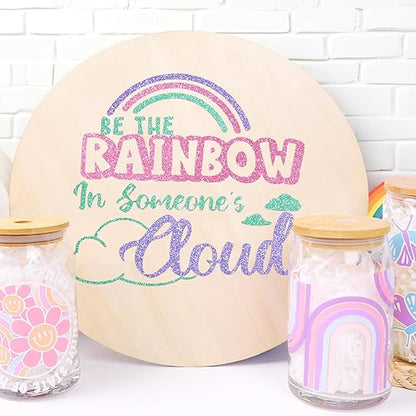 TECKWRAP Glitter Adhesive Vinyl, 12" x 12" 9 Glitter Colors with 1 High Tack Transfer Tape, Permanent Craft Vinyl for Scrap-Booking, Decals, DIY Projects, Home Decor, DIY Project Party Decoration