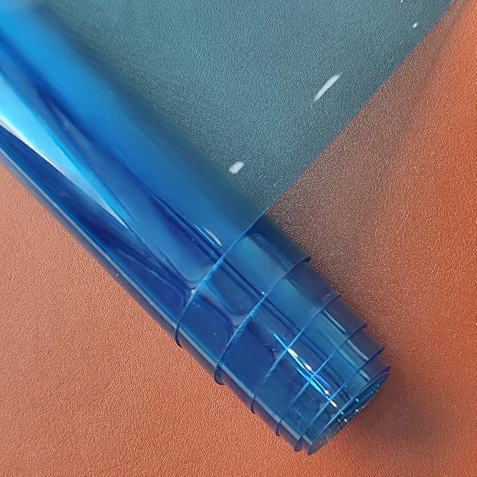 HYANG SkyBlue Transparent PVC Super Clear Holographic Vinyl Faux Leather Sheets 1 Roll 12" x 47" (30cm x 120cm) for DIY Bows Earrings Bags DIY Crafts Making