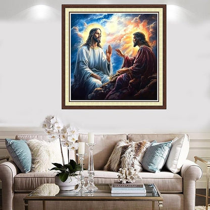 Findvoor Counted Cross Stitch Kits for Adults Full Range of Cross Stitching Embroidery Unprinted Pattern for Beginners, 11CT Needlepoint Kit Patterns Embroidery Kits-Jesus speaks scriptures 18x18 inch