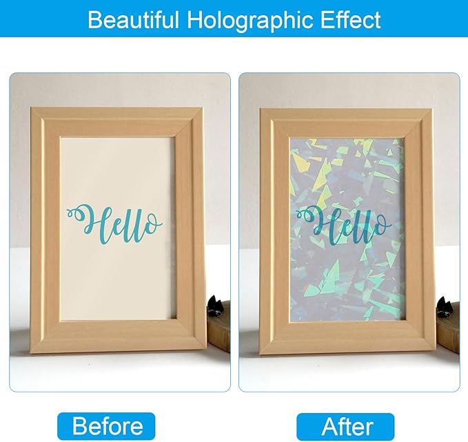 PATIKIL 11.7x8.3" Holographic Sticker Paper, 10Sheets A4 Polypropylene Self-Adhesive Transparent Waterproof Laminate Overlay Film for Photo Cards Scrapbook Decorations, Broken Glass