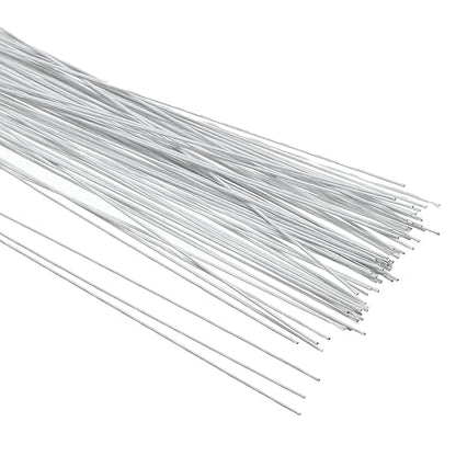 PATIKIL 24 Gauge 16" Floral Stem Wire, 100 Pcs Paper Wrapped Iron Artificial Flower Stem Accessories for DIY Bouquet Stem and Craft Decoration, White