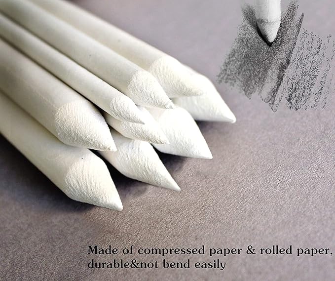 43 PCS Blending Stumps and Tortillions Paper Art Blenders Sketch Drawing Tools with Sketch Wipe Scrapers,Rub Sponge,Kneaded Eraser and Sandpaper Sharpeners