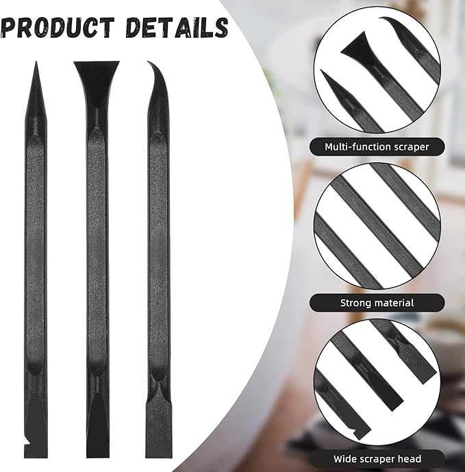 Minatee 18 Pieces Non-scratch Plastic Scraper Tool Multi-purpose Carbon Fiber Pen-shaped Plastic Scraper for Cleaning Small and Narrow Space(Black)