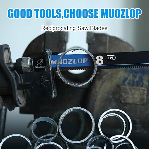 5 Pack 9 inch Reciprocating Saw Blades Set，8 TPI High Carbon Saw Blades for Metal ，Saw Blades with Organizer Case (5, 8T/9inch)
