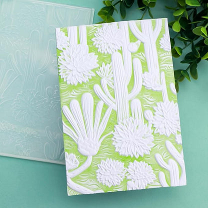 BAOFALI 3D Embossing Folder for Card Making,Beautiful Cactus and FlowerClear Plastic Texture Fades Embossing Folder Template for Scrapbooking Cardstock Album DIY Decoration Paper Crafting 6.3x4.5inch