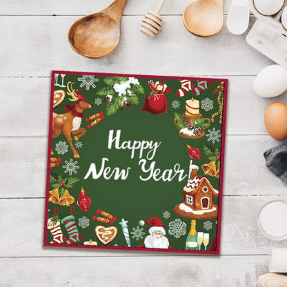 ABTOLS Merry Christmas Clear Stamps for Card Making and Photo Album Decorations, Happy New Year Words Winter Greeting Clear Rubber Stamps for Card Making Decoration and DIY Scrapbooking