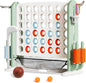 Giant 4 in a Row Connect Game with Mesh Fabric | Height Adjustable 4-in-1 Jumbo 4-to-Score Yard Game Set with Basketball, Golf & Ring Toss | Outdoor Indoor Family Yard Party Game for Kids & Adults