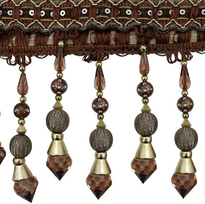 3yards Beading Fringe Trimming Long Beads Tassel Curtain Trim Ribbon Trim for Cover Edge Decorative (Coffee)