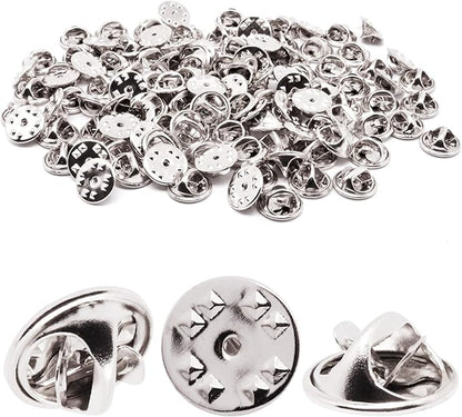 100pcs Pin Backs, Blank Pins Scatter Butterfly Clutch Pin Holder Enamel Pin Locking Backs Tie Tacks Jewelry Pin Backings Clasp for Brooch Lapel Hat Uniform Badges Tie Tack (Silver)