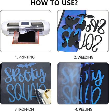guangyintong Chameleon Heat Transfer Vinyl HTV Rolls, 12" x 8ft Blue to Purple Iron on Vinyl for T-Shirts, Changing Color HTV Vinyl for All Cutter Machines Easy to Cut & Weed for HTV DIY Design