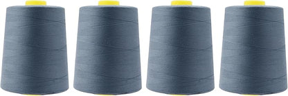 Mandala Crafts 4 Pack of Serger Threads Cones Spools - 20S/2 24000 Yards Polyester Slate Gray Threads for Sergers Machine and Overlock Quilting Sewing Machine