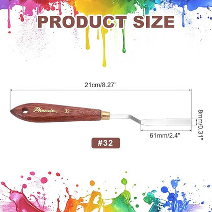 MECCANIXITY Pack of 1 Palette Knife No.32, 8.3" Long Palette Knives with Stainless Steel Flexible Spatula Pallet Knife and Wood Handle for Scraping, Mixing, Oil Acrylic Painting Canvas