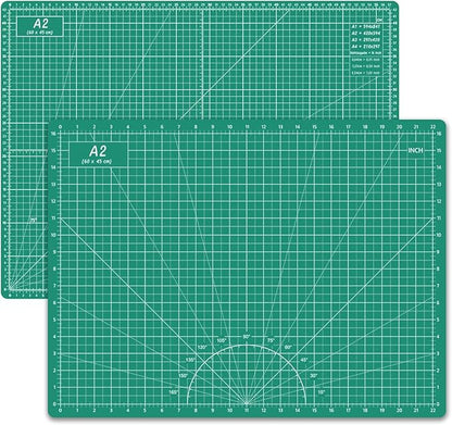 Headley Tools Thickened 18 x 24 Inch Self Healing Sewing Cutting Mat, A2 Rotary Cutting Sewing Mat for Crafts, Double Sided 5-Ply Table Cutting Board for Fabric Quilting Leather Hobby, (Green)