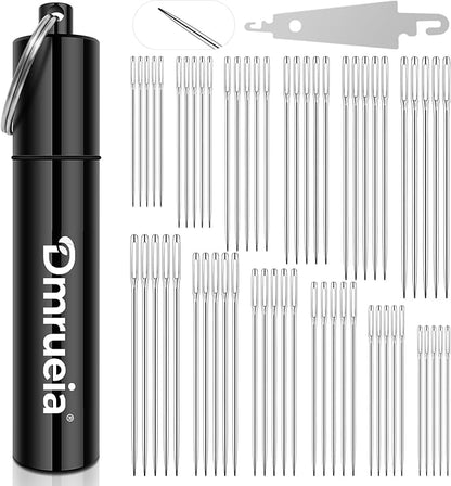 Dmrueia 60 Pcs Large Eye Embroidery Needles, 6 Sizes Hand Sewing Needles, Quilting Needles with Aluminum Tube, Sharp Needles for Art Crafts.