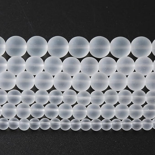 60pcs 6mm Frost White Crystal Glass Beads for Jewelry Making Round Loose Beads DIY Bracelets Necklaces Crystal Energy Healing Stone Beads 15" (6mm, Frost White Glass)
