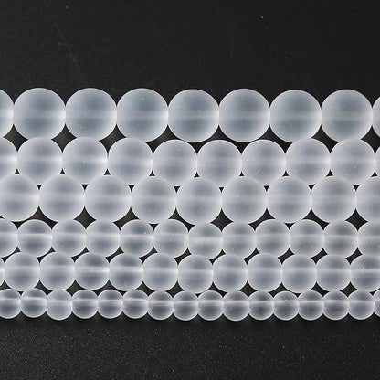 32pcs 12mm Frost White Crystal Glass Beads for Jewelry Making Round Loose Beads DIY Bracelets Necklaces Crystal Energy Healing Stone Beads 15" (12mm, Frost White Glass)