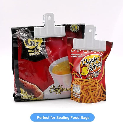 Coideal White Bull Clips Thickened - 10 Pack 3 Inch Long Large Metal Binder Paper Clips Clamps for Food Bags, Office & Home Kitchen (77 mm)