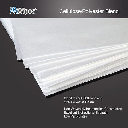 AAwipes Cleanroom Wipes 6" x 6" (Bag of 300 Pcs, Grade A, 68 GSM) Lint Free Wipes Cellulose/Polyester Wipers for Lab, Electronics, Pharmaceutics, Electronics, Printing, Semiconductor etc. (NW06806)
