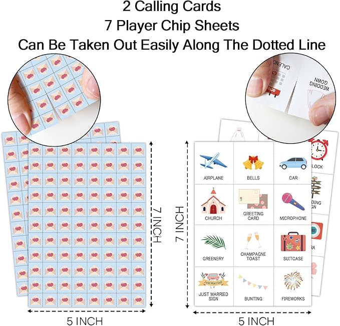 Wedding Party Bingo Game Cards(24 Players), Bridal Shower Bingo Card for Family Friend Adult, Large Group Holiday Engagement Party Activity Favor Decoration Supplies -001