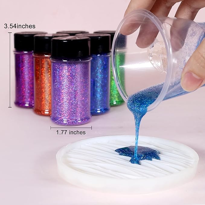 Renfio Holographic Ultra Fine Glitter Powder Metallic Resin Glitter 2.11 Oz (60g) PET Flakes Crafts Sequins 1/128" 0.008" 0.2mm Epoxy Chips Flakes for Tumblers Slime - Diamond Laser Gold