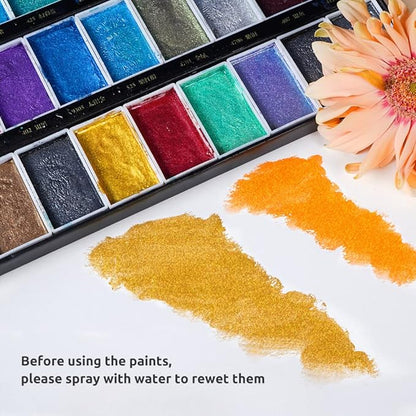 Paul Rubens Watercolor Paint Set, 36 Classical Glittery Colors Solid Paints, Strong Coverage, Good Lightfastness, Ideal for Illustrators, Artists, Painters, Students
