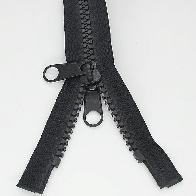 Leekayer 2PCS #10 30 Inch Heavy Duty Zippers for Sewing Separating Large Plastic Zippers Black Tape with Double Pull Tab Slider, Sleeping Bag, Boat, Canvas, Cover, Trampoline, Dog Bed,Tent (30" 2pcs)