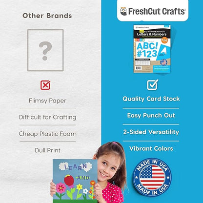FreshCut Crafts 636 Pcs 1.5 in. Blue Bulletin Board Letters & Numbers, Capital Alphabet, Numbers, Punctuation, US Made Card Stock Punch Out Letters for Posters, Bulletin Boards, Classroom