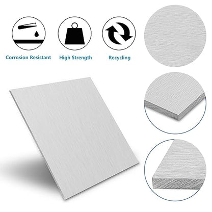 6061 Aluminum Sheet Metal 8 x 12 x 1/4 Inch, Heavy Duty Aluminum Sheets Plates with Protective Film, 6MM Thick Flat Plain Panel Plate Solid Metal Sheet Plate for Crafting Structural Framing Base Plate