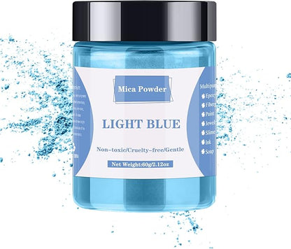 Mica Powder - 60g Mica Powder for Epoxy Resin - Pearl Pigment Powder Dye for Resin/Eye Shadow/Soap Making/Nails/Bath Bombs etc. (Light Blue)