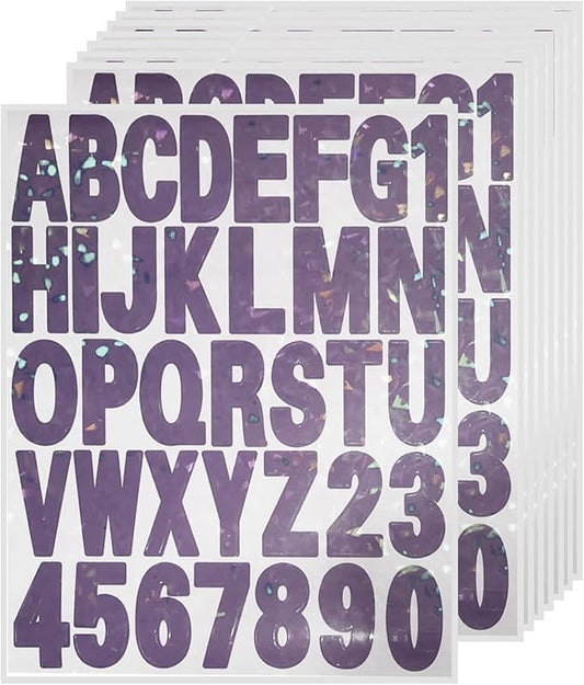 Starboling Letter Stickers,2 inch 8 Sheets Purple Alphabet Sticker,Self Adhesive Vinyl Letter Stickers Mailbox Numbers,for Arts Crafts Outdoor Sign Poster Mailbox Sign Doors Mailboxes Car Truck