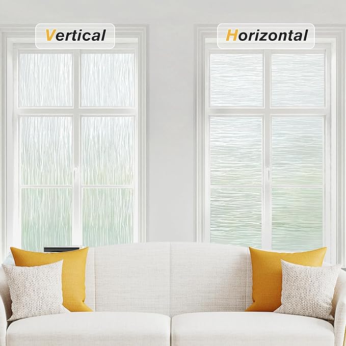 Haton Window Privacy Film, Frosted Glass Privacy Window Clings, Sun Blocking Frosting Opaque Coverings, Static Cling Removable Decorative Stickers for Home Door, Non-Adhesive 23.6" x 78.7"