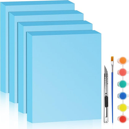 LuckyFoam Blue 4 Pack 15x12x2 inch Foam Sheets 2 Inch Thick Polystyrene Rectangles XPS Foam Board Craft for Insulating DIY Modeling Art Supplies