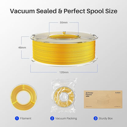 ELEGOO Silk PLA Filament Bundle 1.75mm, Dual Colors 3D Printer Filaments Dimensional Accuracy +/- 0.05mm, Multicolors 4 Pack 250g Spool Green Red/Blue Purple/Black Red/Blue Green