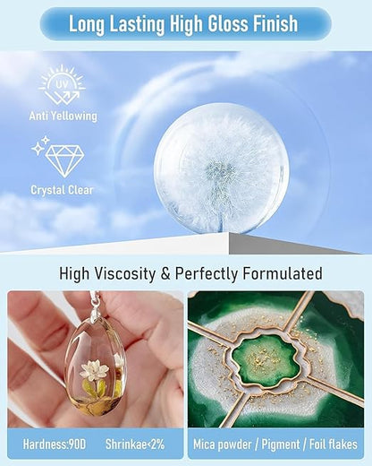 Nicpro UV Resin, 8000g Large Crystal Clear Cure Kit, No Mixing & Quick Curing Transparent Solar Activated Glue for Jewelry Making, Epoxy Resin Molds, Coating and Casting