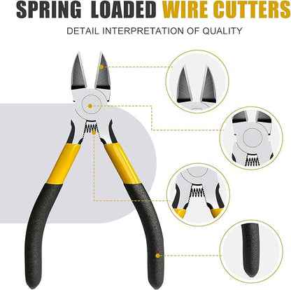 Lasnten Wire Cutters Precision Cutting Pliers Side Diagonal Cutters Small Wire Clippers with Nonslip Handle DIY Jewelry Making Crafting Model Kits(8 Pcs 6 Inch,7 Pcs 5 Inch,Yellow Black)