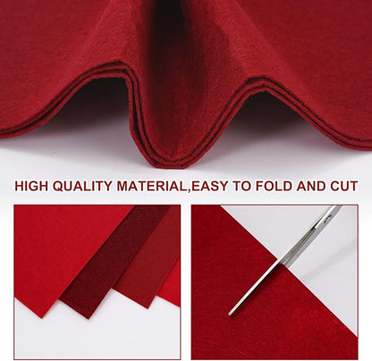 Whaline 18Pcs Felt Fabric Sheets Soft Thick Assorted Red Craft Felt Pack for DIY Craft Sewing Patchwork Art Projects, 3 Colors, 7.9 x 11.8 Inch