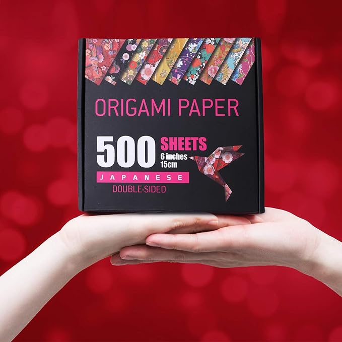 Japanese Washi Origami Paper 500 Sheets, 10 Vivid Colors, Colors Make Colorful and Easy Origami,6 Inch Square Sheet, for Kids & Adults, Papers, Arts and Crafts Projects (E-Book Included)