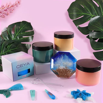Ceya Mica Powder, 5.3oz/ 150g Palace Blue Pearlescent Effect Colorant Pigment Powder for Epoxy Resin, Tumblers, Slime Bath Bomb, Soap Dye, Slime, Candle, Resin Crafting, Paint, Jewelry, Nail Polish