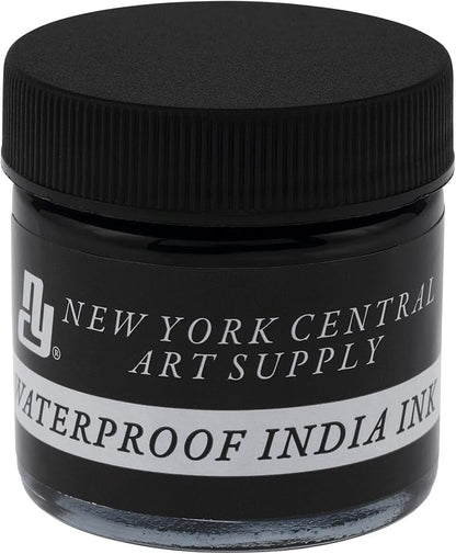 New York Central® India Ink 1oz Bottle - Make an Impact with Matte Black India Ink, Perfect for Artists, Calligraphy, Illustrations, & More